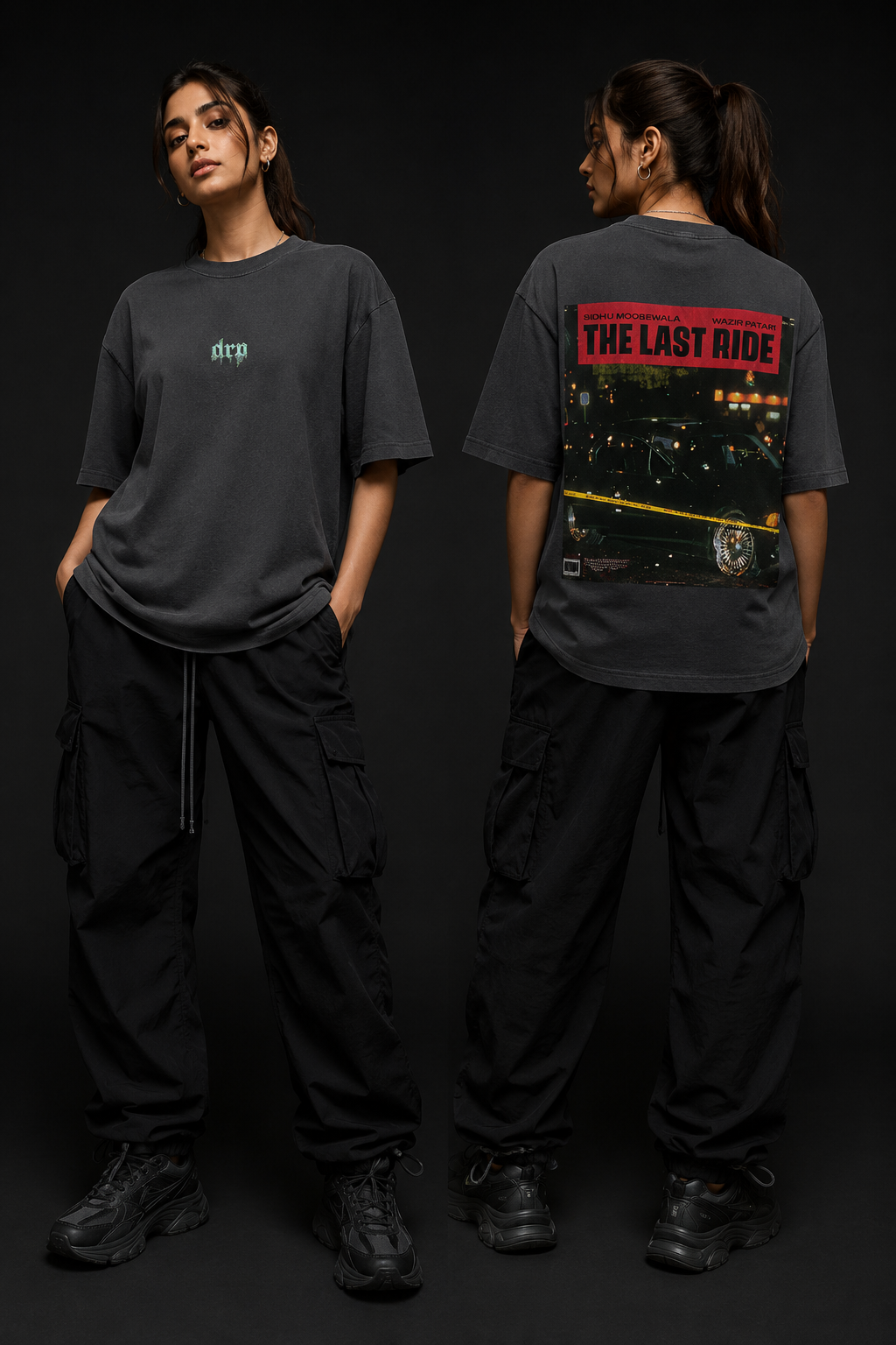 THE LAST RIDE Oversized Drop Shoulder Graphic T-Shirt